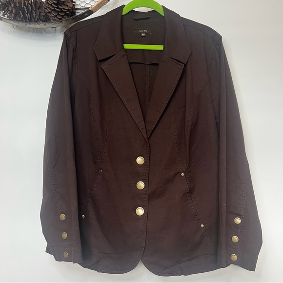 Cotton Ginny Buttoned Brown Blazer - Picture 1 of 7